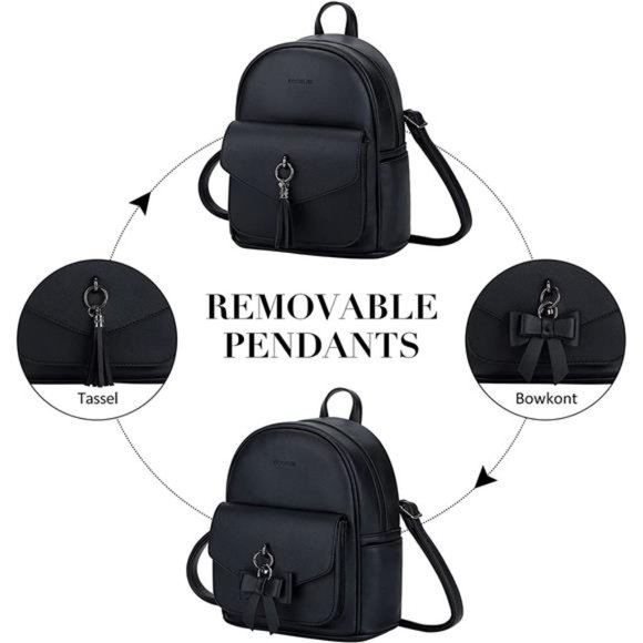 Mini Backpack for Women Cute Bowknot Small Backpack Purse Ladies Leather Bookbag - Picture 4 of 6